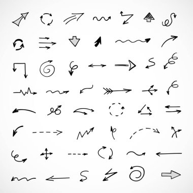 Elle çizilmiş oklar, sunum için elementler