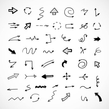 Elle çizilmiş oklar, sunum için elementler