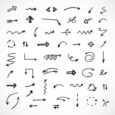 Elle çizilmiş oklar, sunum için elementler