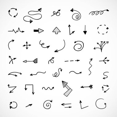 Elle çizilmiş oklar, sunum için elementler