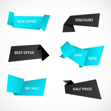Vektör etiketleri, fiyat etiketleri, afişler, etiketler. Kupon satışı, teklifler ve promosyon vektör şablonu.