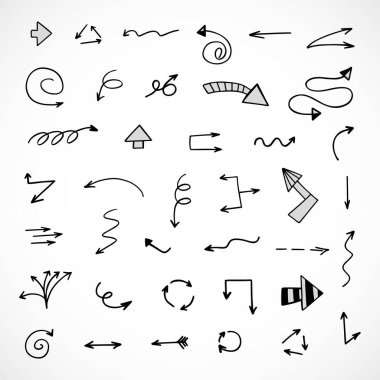 Elle çizilmiş oklar, sunum için elementler