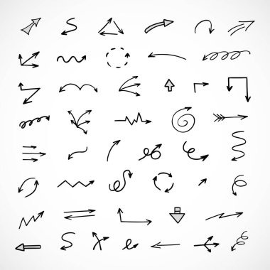 Elle çizilmiş oklar, sunum için elementler