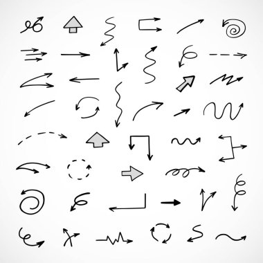 Elle çizilmiş oklar, sunum için elementler