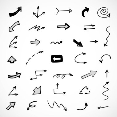 Elle çizilmiş oklar, sunum için elementler