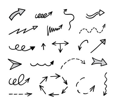 Elle çizilmiş oklar, sunum için elementler