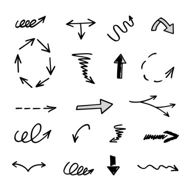 Elle çizilmiş oklar, sunum için elementler