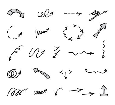 Elle çizilmiş oklar, sunum için elementler