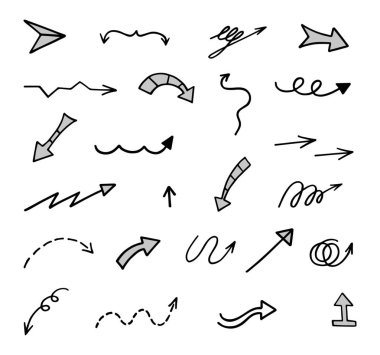 Elle çizilmiş oklar, sunum için elementler