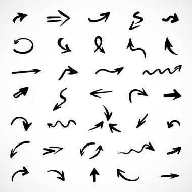 Elle çizilmiş oklar, sunum için elementler