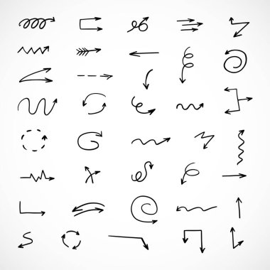 Elle çizilmiş oklar, sunum için elementler