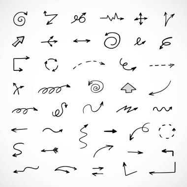 Elle çizilmiş oklar, sunum için elementler