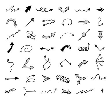 Elle çizilmiş oklar, sunum için elementler