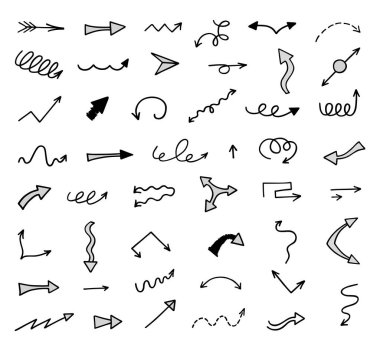 Elle çizilmiş oklar, sunum için elementler