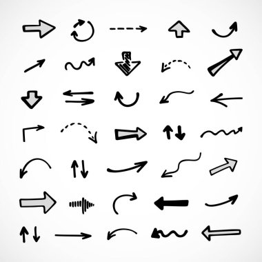 Elle çizilmiş oklar, sunum için elementler