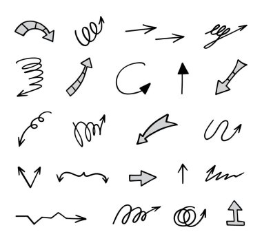 Elle çizilmiş oklar, sunum için elementler