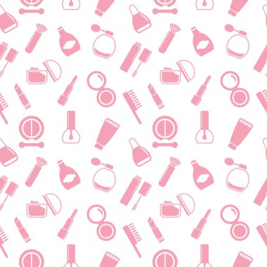 Kozmetik simgelerinin kusursuz dokusu, desen, soyut arkaplan, duvar kağıdı 