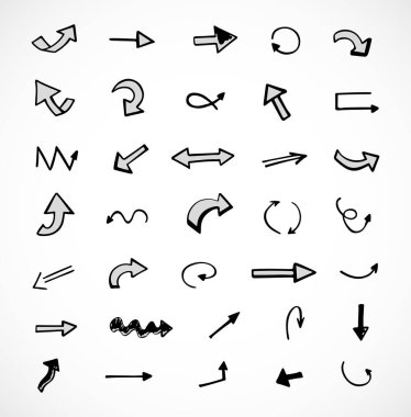 Elle çizilmiş oklar, sunum için elementler