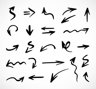 Elle çizilmiş oklar, sunum için elementler