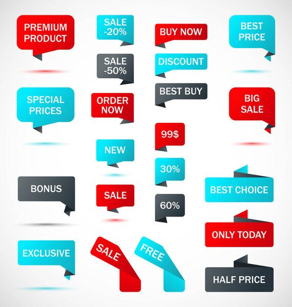 Векторные наклейки, ценник, баннер, этикетка. Купон продажи, предложения и акции векторный шаблон.