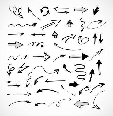 Elle çizilmiş oklar, sunum için elementler