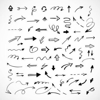 Elle çizilmiş oklar, sunum için elementler