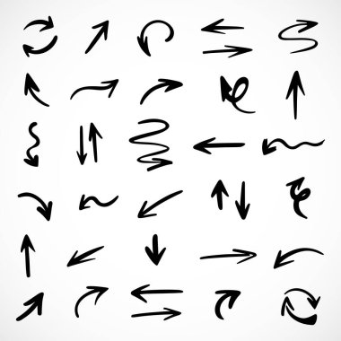 Elle çizilmiş oklar, sunum için elementler