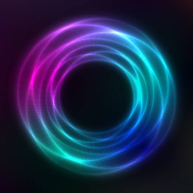 Neon geometrik şekillerin vektör arkaplanı, yuvarlak çerçeve, soyut arkaplan, duvar kağıdı