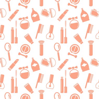 Kozmetik simgelerinin kusursuz dokusu, desen, soyut arkaplan, duvar kağıdı 