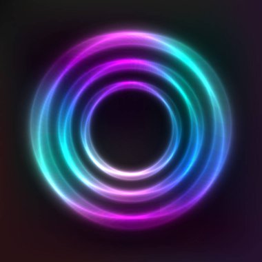  Neon geometrik şekillerin vektör arkaplanı, yuvarlak çerçeve, soyut arkaplan, duvar kağıdı