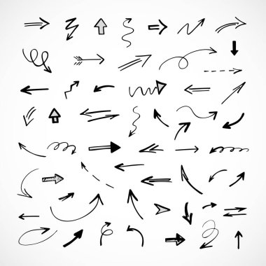 Elle çizilmiş oklar, sunum için elementler