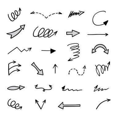 Elle çizilmiş oklar, sunum için elementler