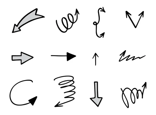 Vektor Set Von Handgezeichneten Pfeilen Elemente Für Die Präsentation — Stockvektor