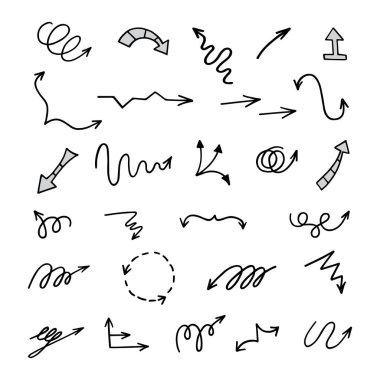 Elle çizilmiş oklar, sunum için elementler