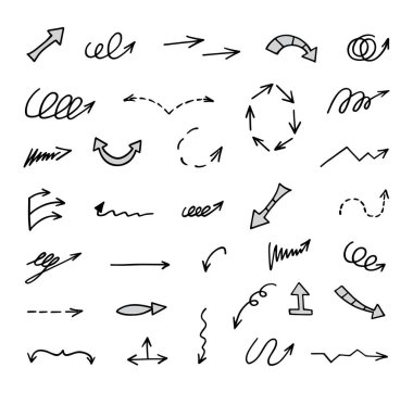 Elle çizilmiş oklar, sunum için elementler