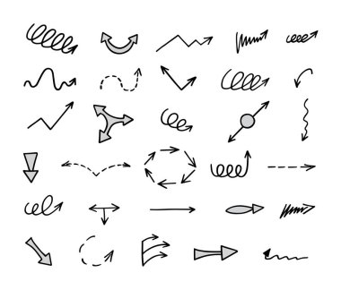 Elle çizilmiş oklar, sunum için elementler