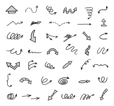 Elle çizilmiş oklar, sunum için elementler