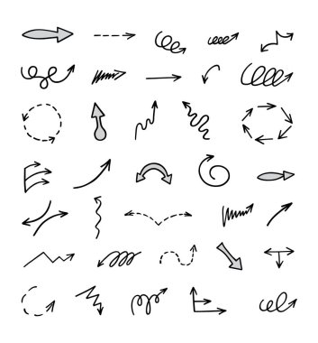 Elle çizilmiş oklar, sunum için elementler