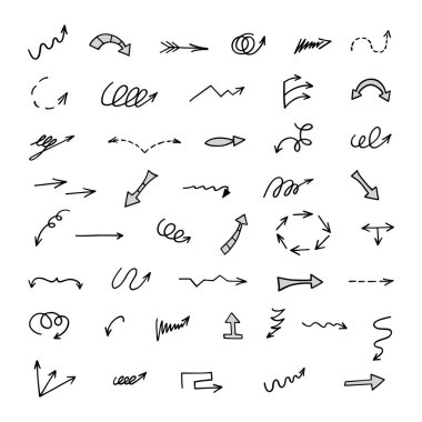 Elle çizilmiş oklar, sunum için elementler