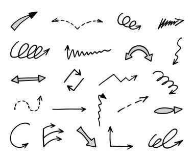 Elle çizilmiş oklar, sunum için elementler