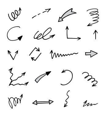 Elle çizilmiş oklar, sunum için elementler