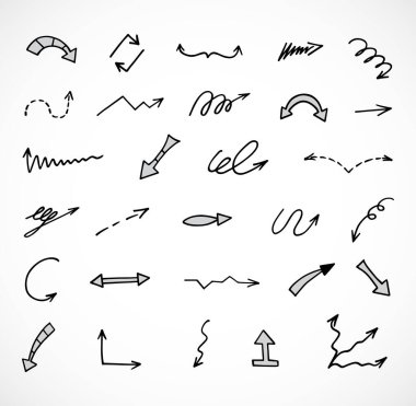 Elle çizilmiş oklar, sunum için elementler