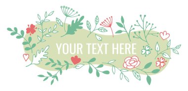 Bitki ve çiçek bayrağı, çiçek arkaplanı, vektör şablonu  