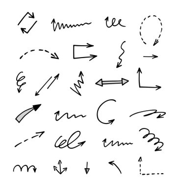 Elle çizilmiş oklar, sunum için elementler