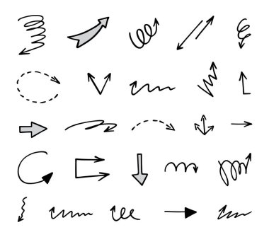 Elle çizilmiş oklar, sunum için elementler