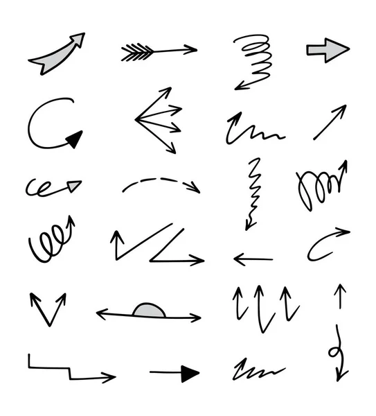 Conjunto Vectorial Flechas Dibujadas Mano Elementos Para Presentación — Vector de stock