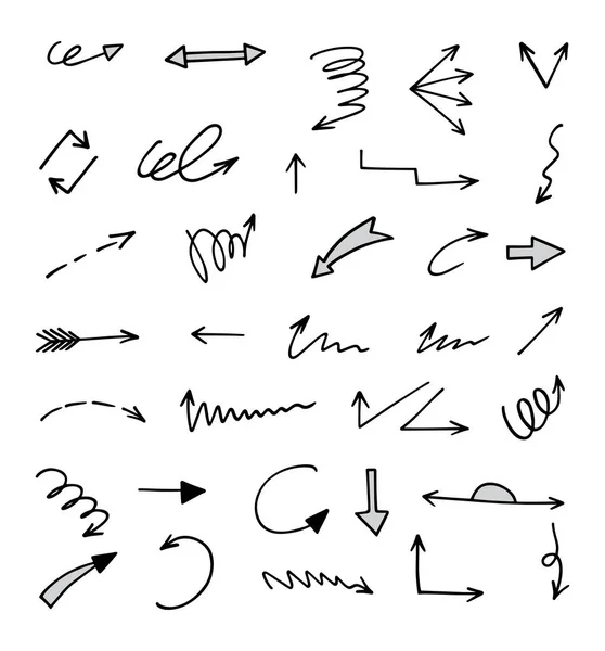 Set Vettoriale Frecce Disegnate Mano Elementi Presentazione — Vettoriale Stock