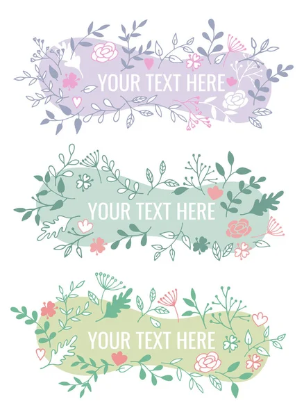 Banner Plants Flowers Floral Background Vector Template — Stock Vector