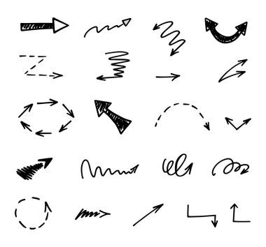 Elle çizilmiş oklar, sunum için elementler