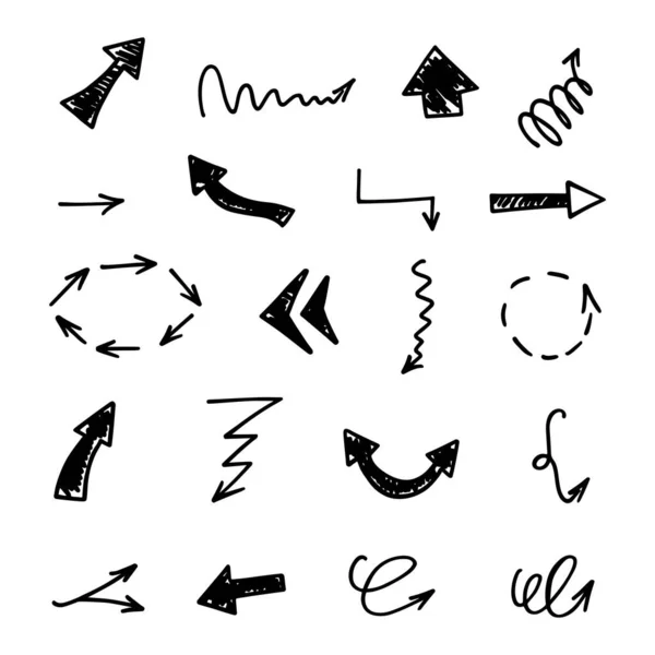 Set Vettoriale Frecce Disegnate Mano Elementi Presentazione — Vettoriale Stock